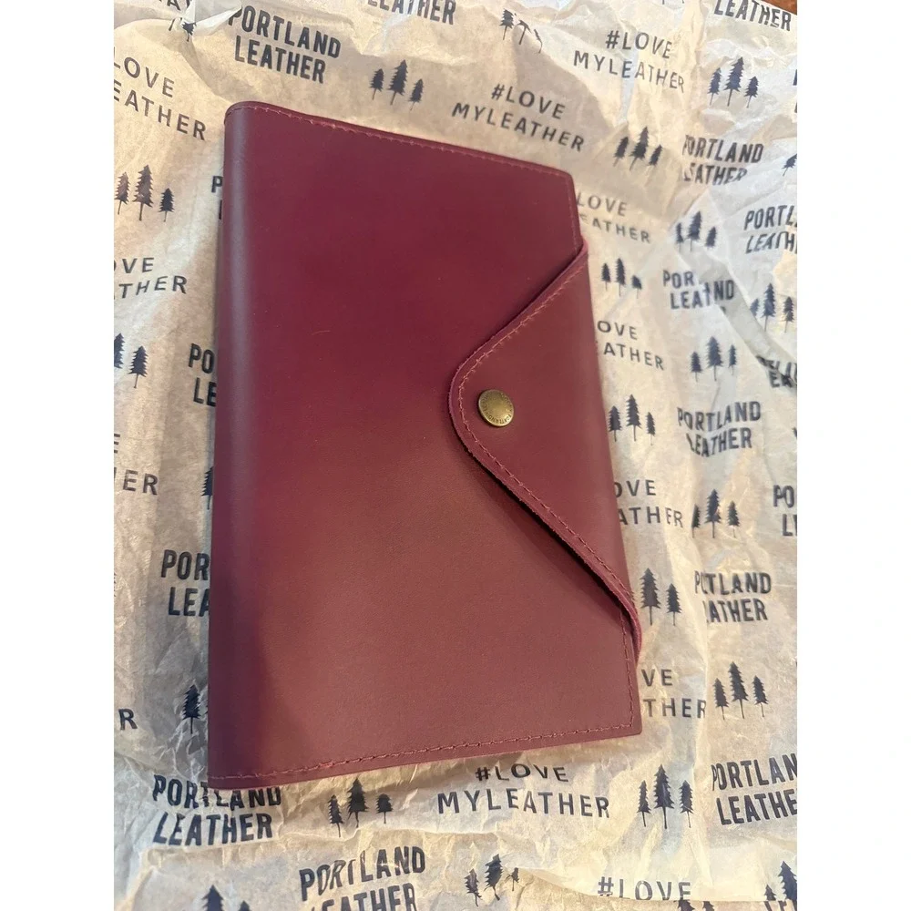 Portland Leather Goods Burgundy Wine Leather Envelope Journal Notebook Cover